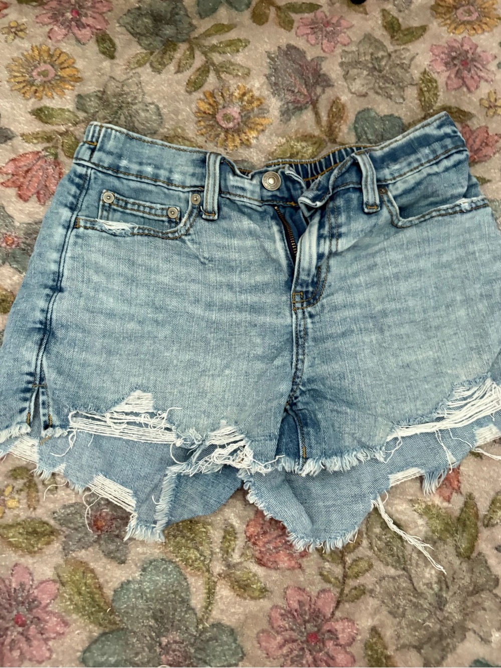 aerie Light Blue Distressed Denim Shorts